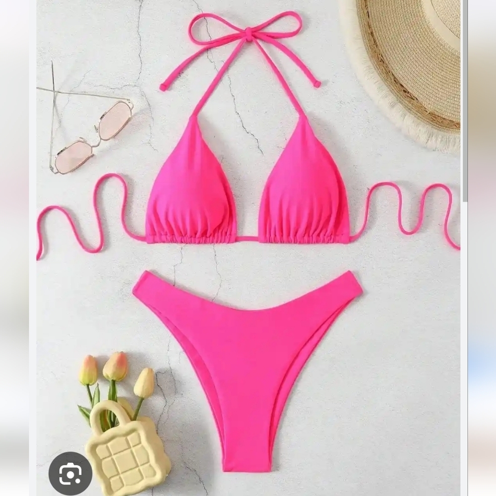 Zaful Hot Pink String Bikini M/L